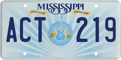 MS license plate ACT219