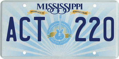 MS license plate ACT220