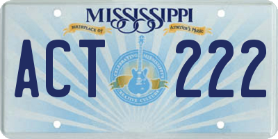 MS license plate ACT222