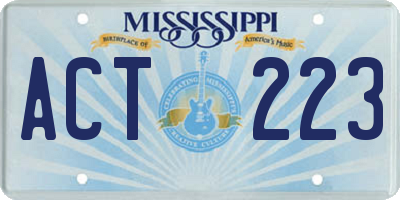 MS license plate ACT223