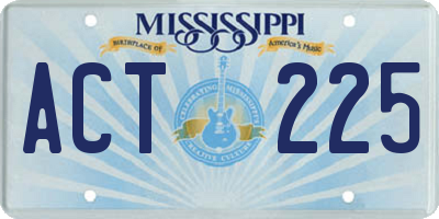 MS license plate ACT225
