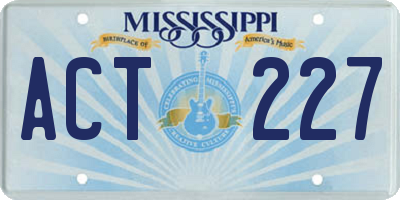 MS license plate ACT227