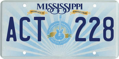 MS license plate ACT228