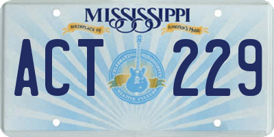 MS license plate ACT229
