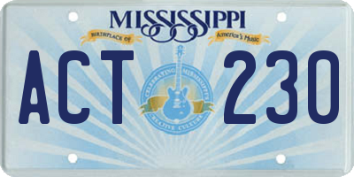 MS license plate ACT230