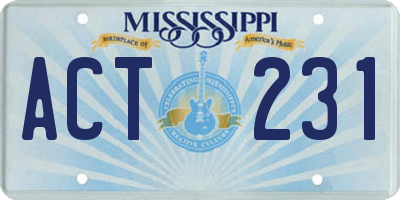 MS license plate ACT231