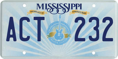 MS license plate ACT232