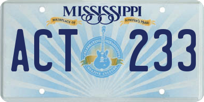 MS license plate ACT233