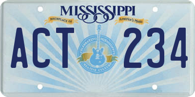MS license plate ACT234