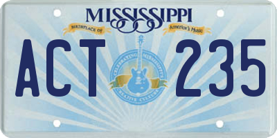 MS license plate ACT235