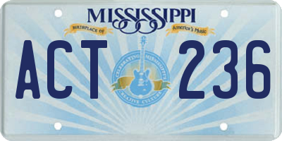 MS license plate ACT236