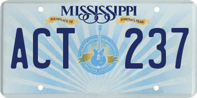 MS license plate ACT237