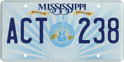 MS license plate ACT238