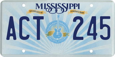 MS license plate ACT245