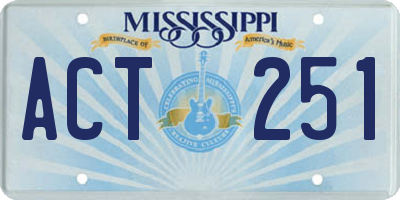 MS license plate ACT251