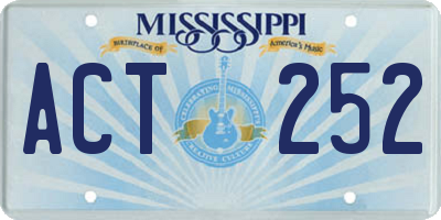 MS license plate ACT252