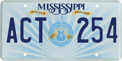 MS license plate ACT254