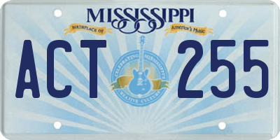 MS license plate ACT255