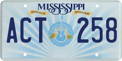 MS license plate ACT258