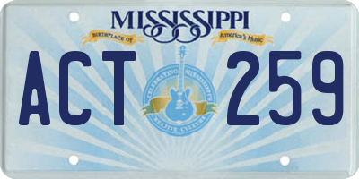 MS license plate ACT259