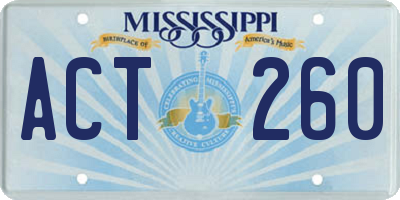MS license plate ACT260