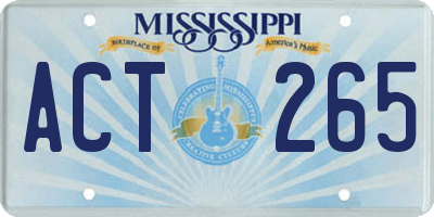 MS license plate ACT265