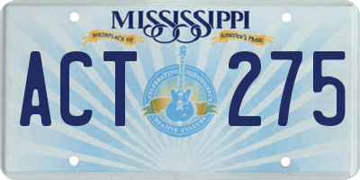 MS license plate ACT275