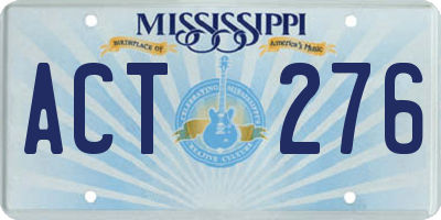 MS license plate ACT276