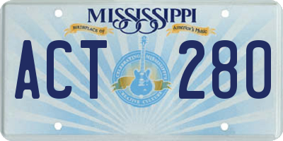 MS license plate ACT280