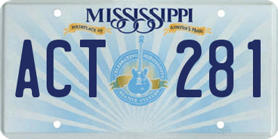 MS license plate ACT281