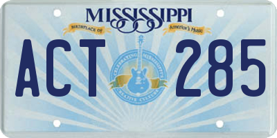 MS license plate ACT285