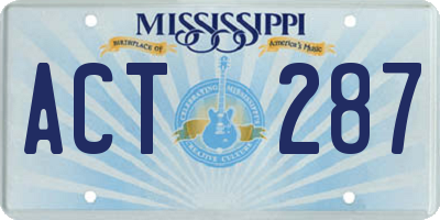 MS license plate ACT287