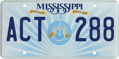 MS license plate ACT288