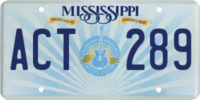 MS license plate ACT289