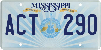 MS license plate ACT290