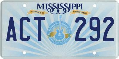 MS license plate ACT292