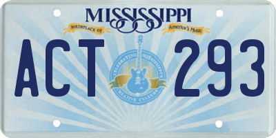 MS license plate ACT293