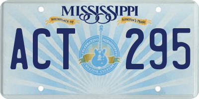 MS license plate ACT295