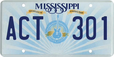MS license plate ACT301