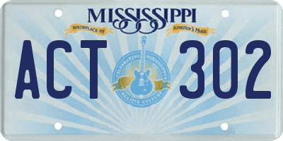 MS license plate ACT302