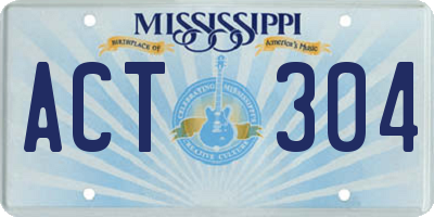MS license plate ACT304