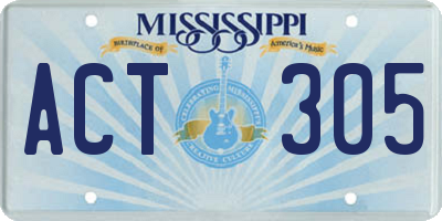 MS license plate ACT305