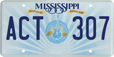MS license plate ACT307