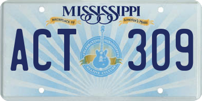 MS license plate ACT309