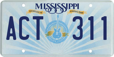 MS license plate ACT311