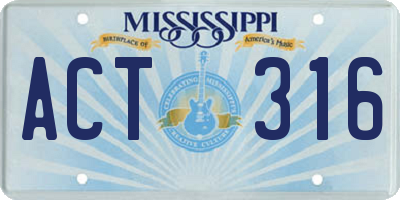 MS license plate ACT316