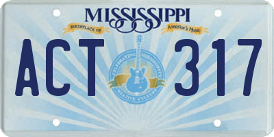 MS license plate ACT317