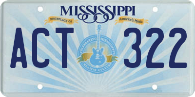 MS license plate ACT322