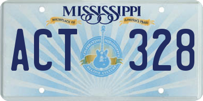 MS license plate ACT328