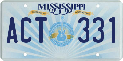 MS license plate ACT331